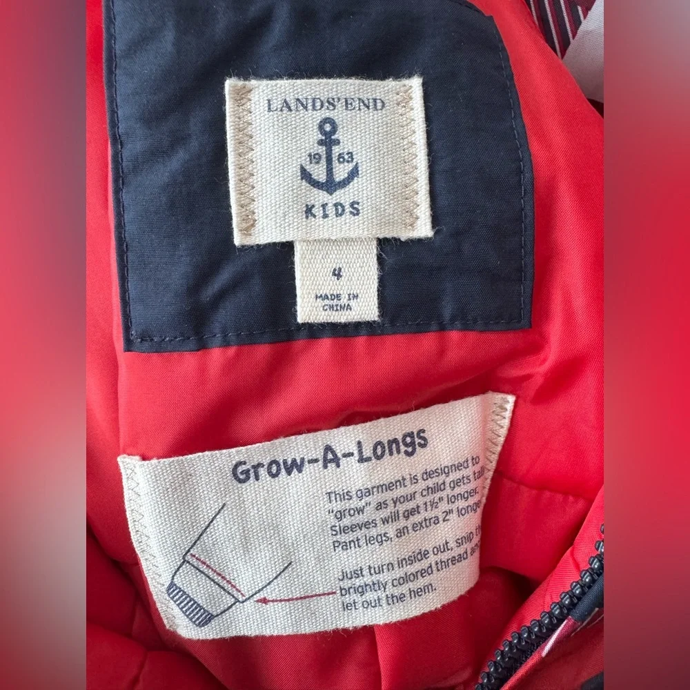 Perfect Lands' End Kids Grow-A-Longs Snow‎ Ski Bib Pants Unisex Size 4 Geometric